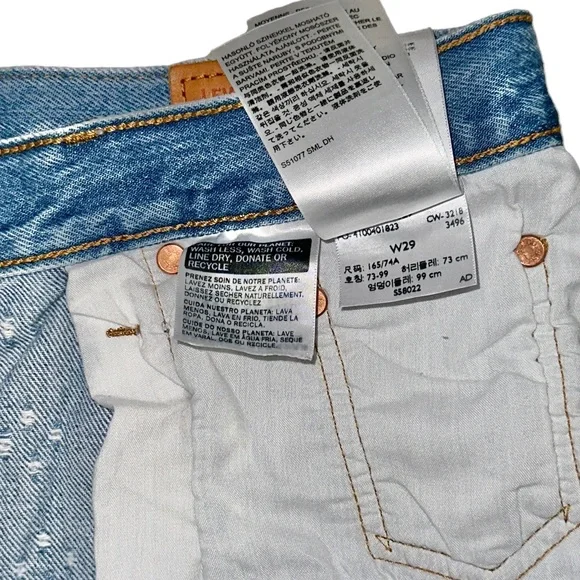 Levis 501 Button Fly High Rise Distressed Frayed Dottie Blues Denim Shorts 29 - Picture 10 of 16